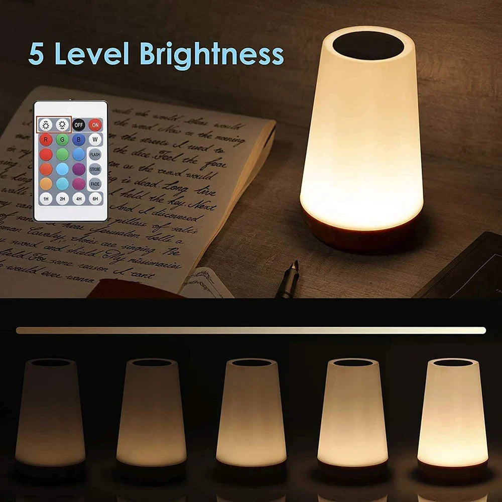 13 Color LED Changing Night Light RGB Remote Control Touch Dimmable Lamp Portable Table Bedside Lamp USB Rechargeable Night Lamp