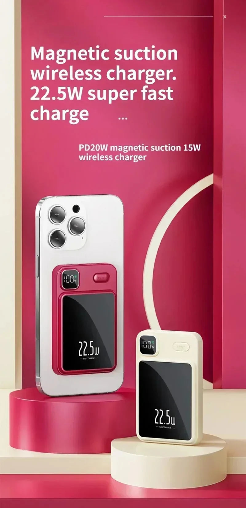 OnePlus 50000mAh Magnetic Wireless Charger Power Bank External Battery Fast Charging PowerBank For Android iPhone 15 16 Xiaomi