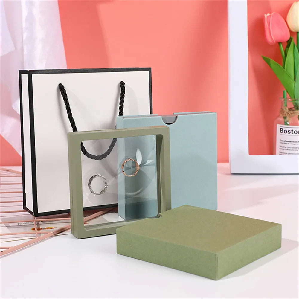 Drawer Jewelry Packaging Box Nail Earrings Necklace Ring Storage PE Film Suspension Anti-oxidation Gift Box Jewelry Box Joyero