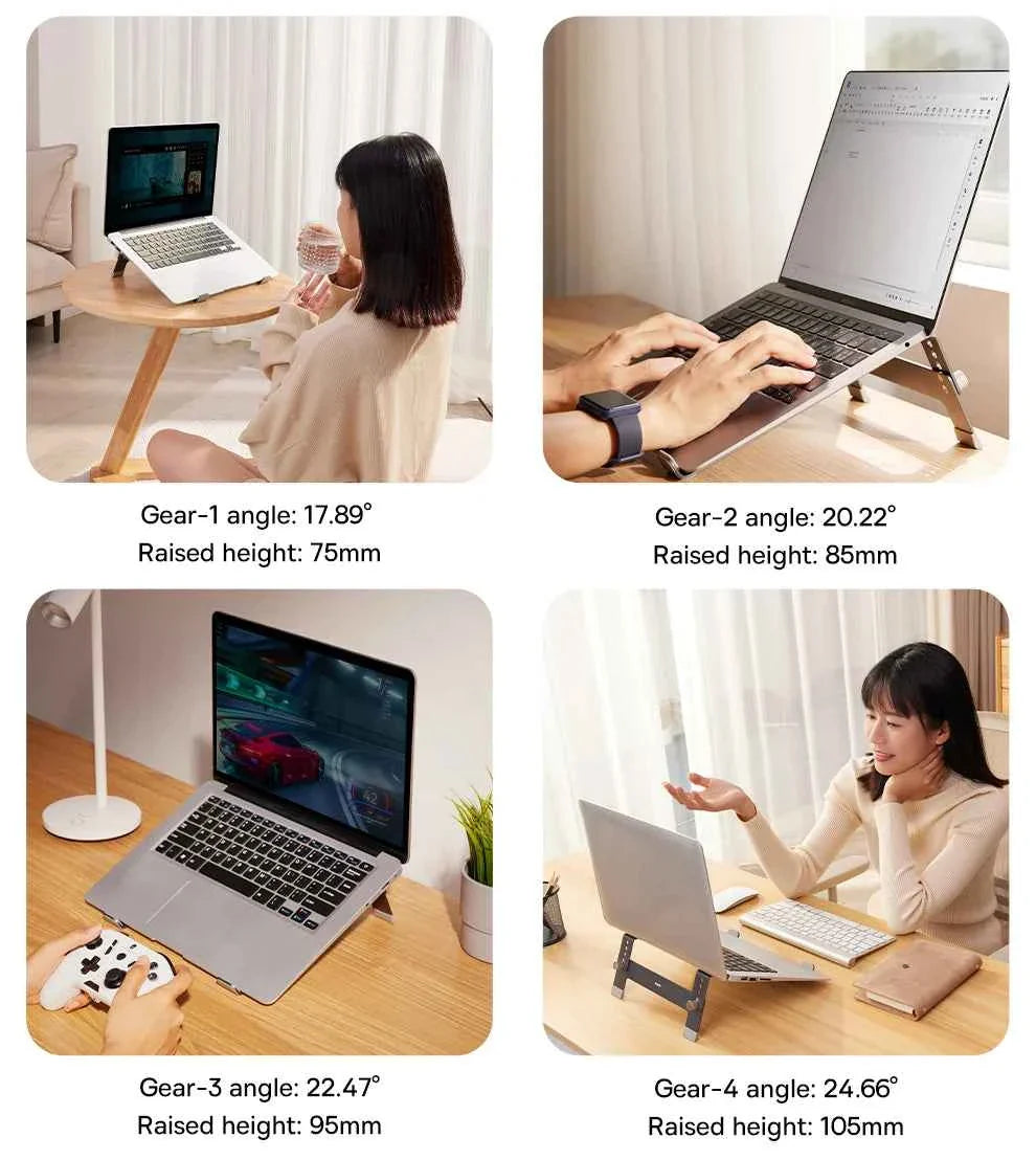 Baseus Laptop Stand Support for Notebook Aluminum Alloy 4 Gears Adjustable Vertical Stand For Macbook Air Pro 17'' Laptop Stand