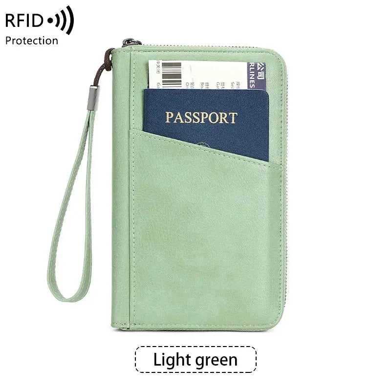 New Travel Passport Clip Wallet Women and Men Multifunctional PU Leather Card Holde RFID Anti Theft Swiping Wallets Storage Bag