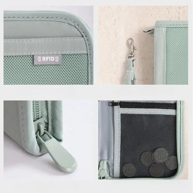 Boarding Passport Ticket Organizer - Secure passport wallet with multiple card slots and quick scan ID, RFID blocking-tan