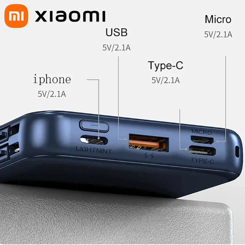 Xiaomi 50000mAh Portable Wireless Charging Power Bank Magnetic Charging Built-in Wire Mobile Phone Battery For Iphone Samsung