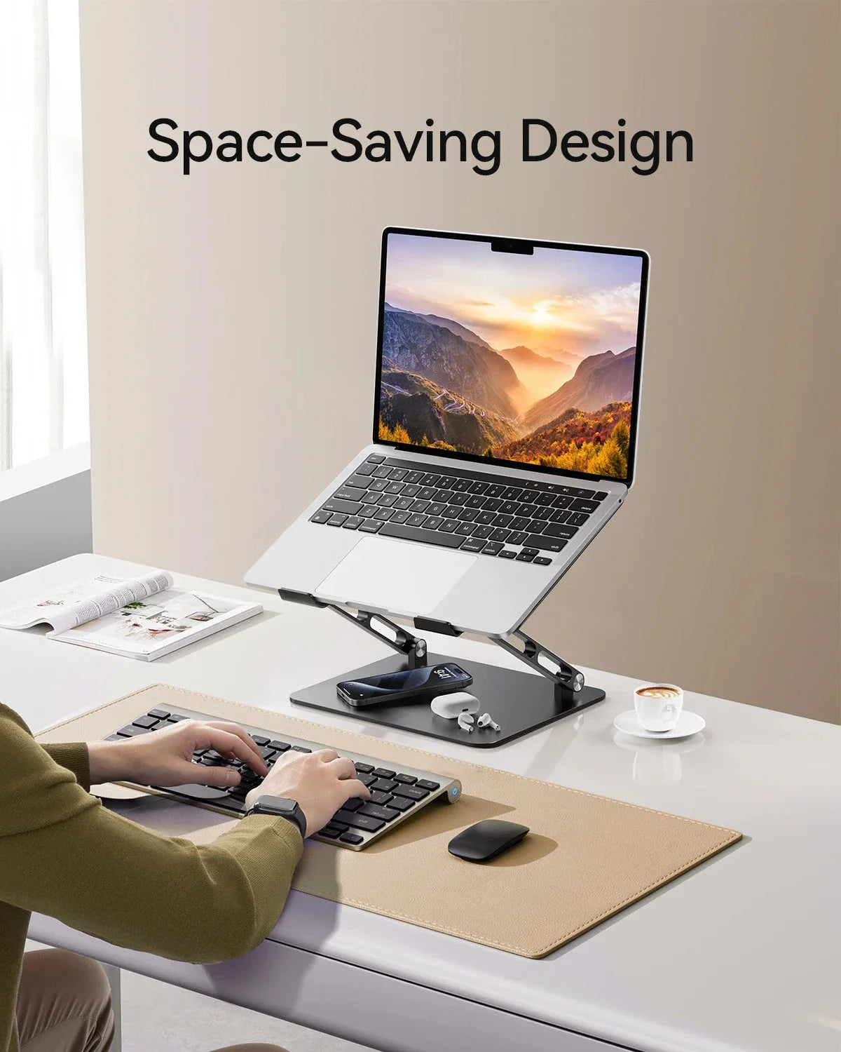 ST05 Laptop Stand Adjustable Aluminum Laptop Stand for Desk Ergonomic Computer Riser Sturdy Notebook Stand Laptop Within 10-17”