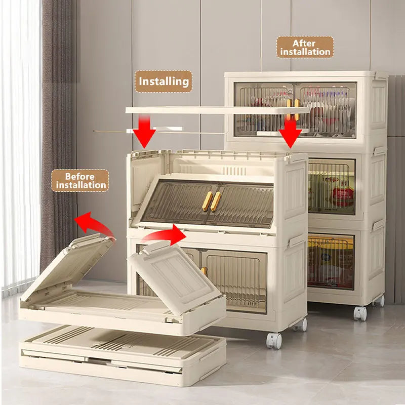 1/2/3/4/5 layers Multifunction Storage Cabinet Foldable Dustproof Wardrobe Easy-to-Install Storage Boxes