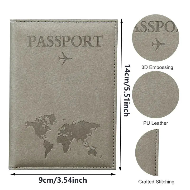 PU Passport Holder Map Pattern Ticket Passport Covers Travel Passport Protective Cover ID Credit Card Holder Travel Accessories