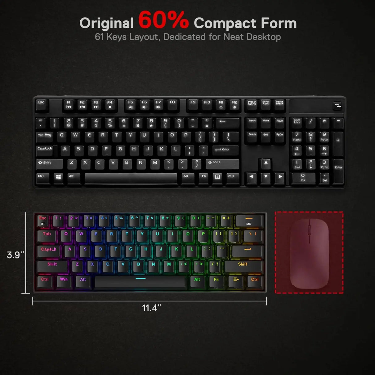 K530 Pro Draconic 60% Wireless RGB 3-Mode Mechanical Keyboard