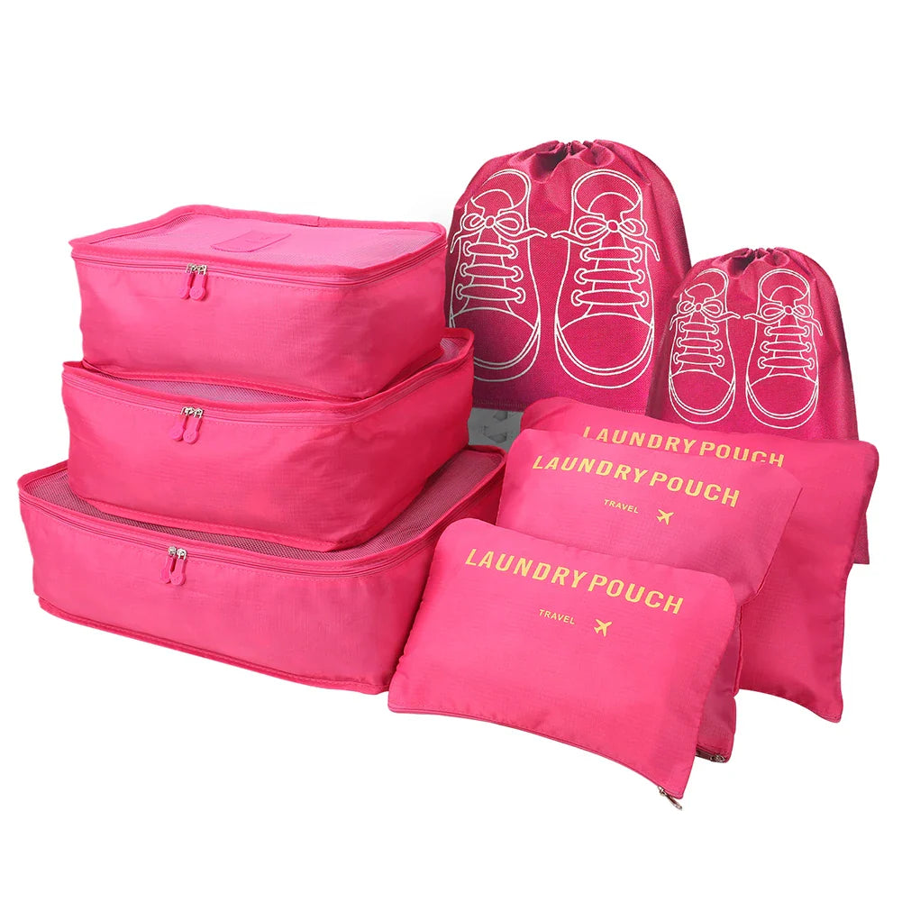 8/7/6 Pieces Set Travel Organizer Storage Bags Suitcase Packing Cubes Set Cases Portable Folding Luggage Clothes Shoe Tidy Pouch