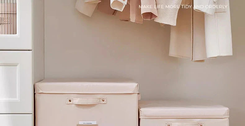 Fabric Foldable Storage Box With Lid Organizer For Clothes Large Capacity Quilt Blanket Toy Storage Closet Wardrobe Organizer