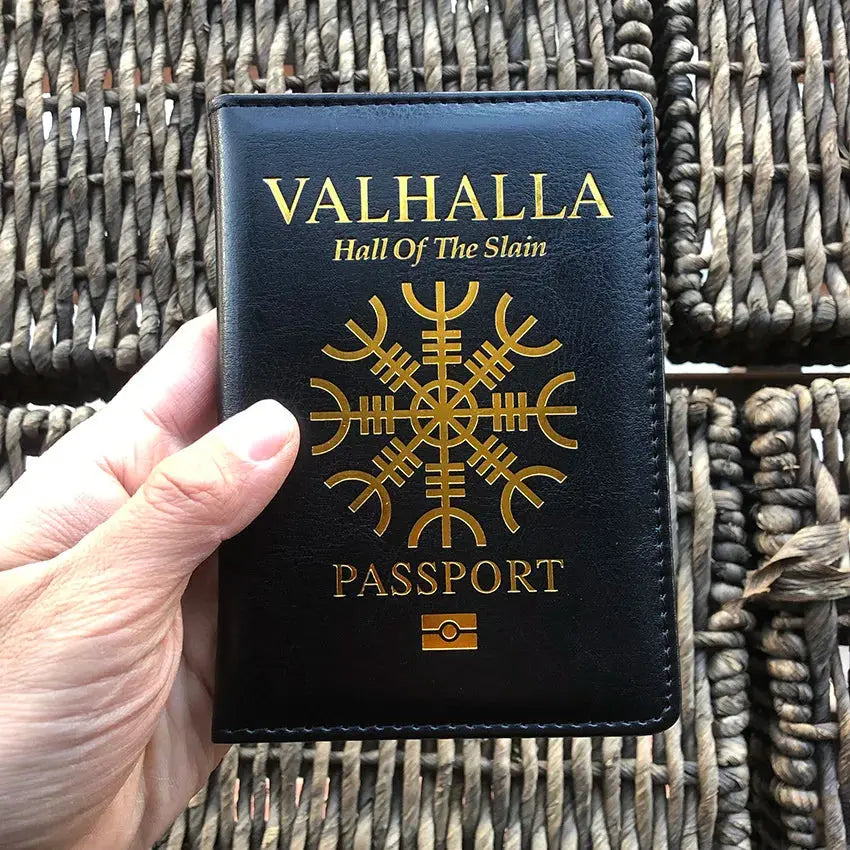 Vikings Valhalla Passport Cover Norse Mythology Passport Holder for Hall of The Slain Passport Cover Travel