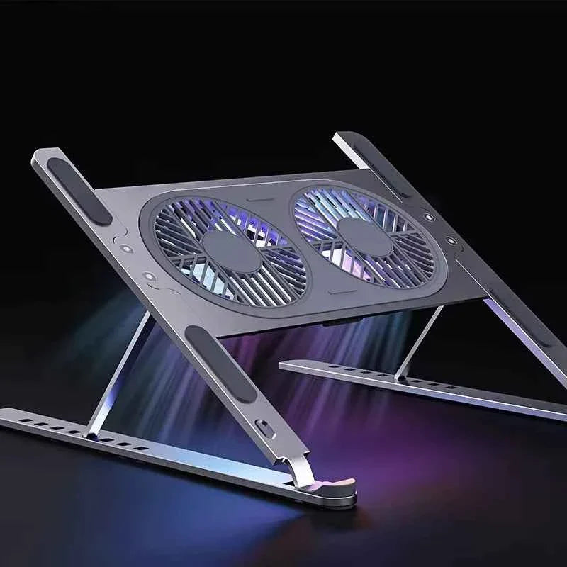 Desktop Aluminum Alloy Adjustable Big Fans Cooling Laptop Stand for 14 to 17.3inch Laptops