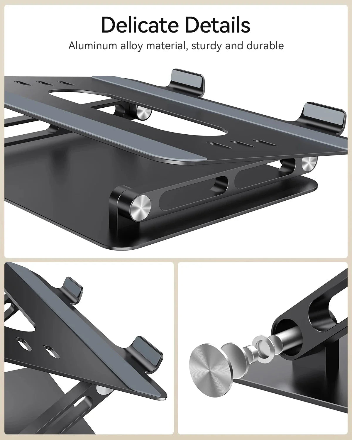 ST05 Laptop Stand Adjustable Aluminum Laptop Stand for Desk Ergonomic Computer Riser Sturdy Notebook Stand Laptop Within 10-17”