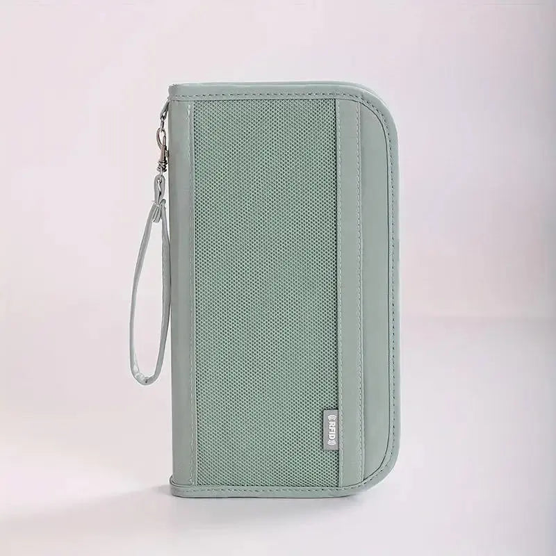 Boarding Passport Ticket Organizer - Secure passport wallet with multiple card slots and quick scan ID, RFID blocking-tan