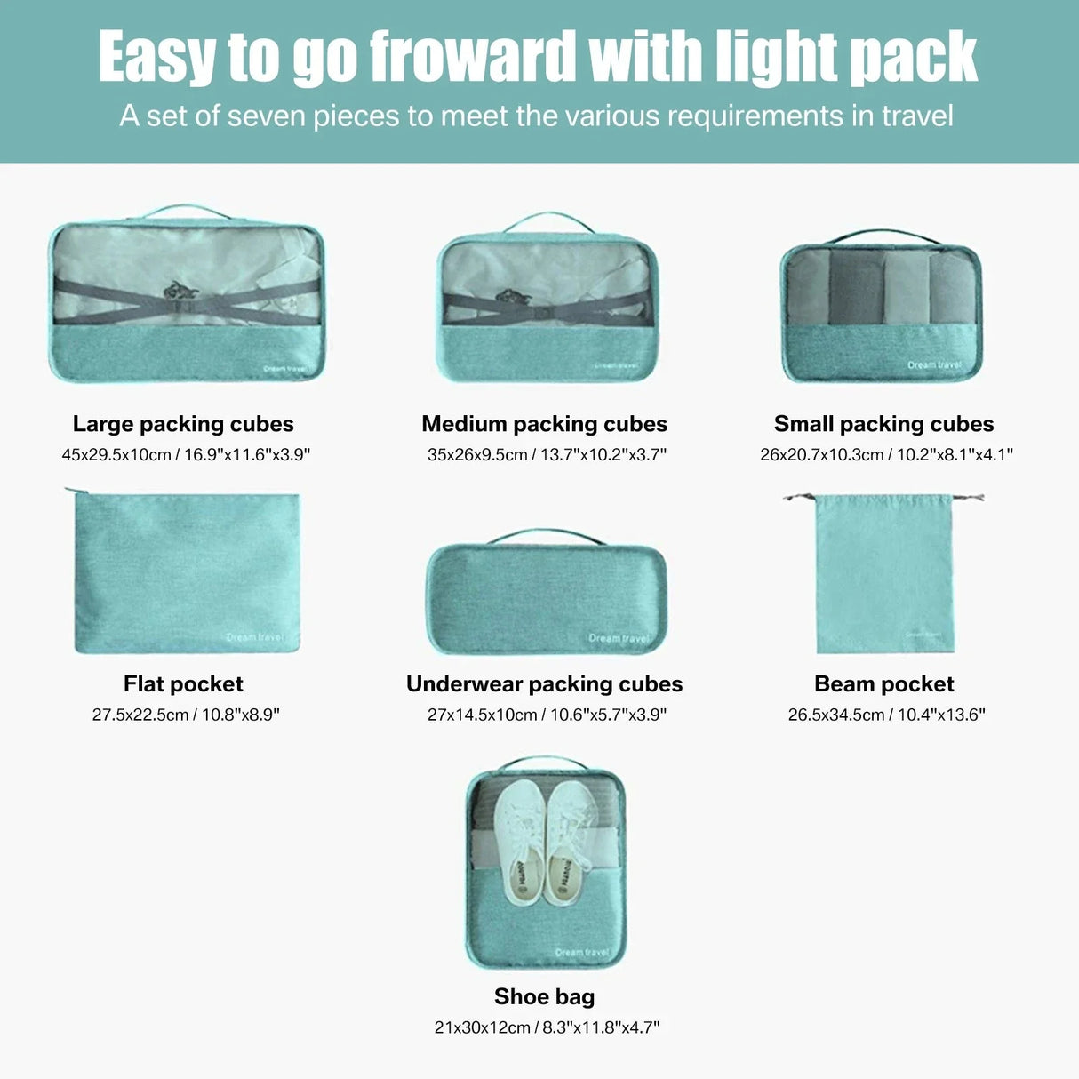 8/7/6 pieces Set Travel Organizer Storage Bags Suitcase Packing Set Storage Cases Portable Luggage Organizer Clothe Shoe Pouch