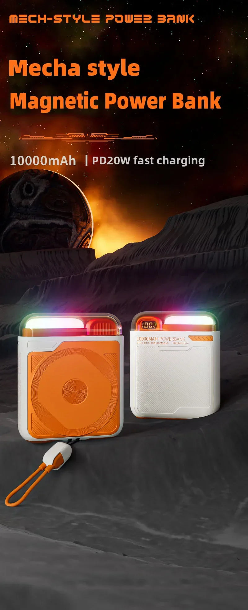 10000mAh Wireless Power Bank with Stand USB C Cable PD20W Fast Charging Magnetic External Spare Battery for IPhone Samsung Xiaom