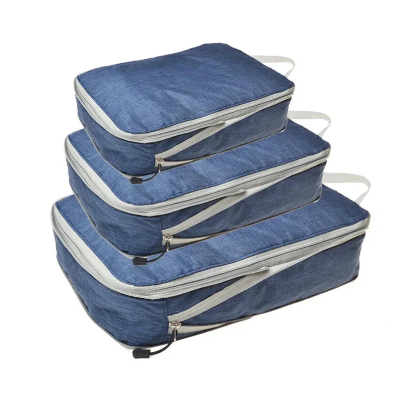 Travel Compression Packing Cubes Suitcase Luggage Organizer Set Zipper Foldable Storage Bag for Clothes Shoes Travel Accessories