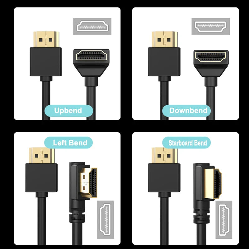 90 Degree HDMI 2.0 Cable - Graphene Enhanced for Space-Saving Installations | 8K, 3D & High Refresh Rate Aux Cable Hdmi Cable