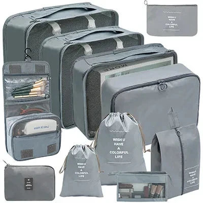 8/9/10/11 Pcs Set Travel Organizer Storage Bags Suitcase Packing Cubes Set Cases Portable Luggage Clothe Shoe Tidy Pouch Folding