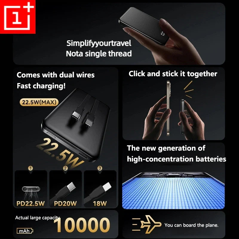 ONEPLUS 10000mAh Wireless Magnetic Power Bank Super Fast Charging Real Large Capacity Portable Battery Charger For iPhone Huawei