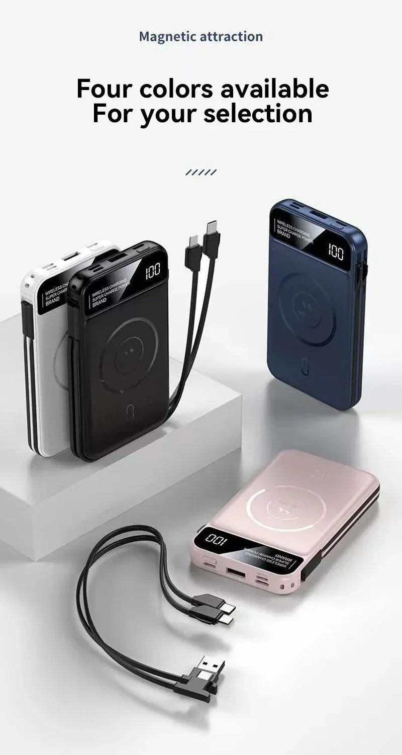 Xiaomi 50000mAh Portable Wireless Charging Power Bank Magnetic Charging Built-in Wire Mobile Phone Battery For Iphone Samsung