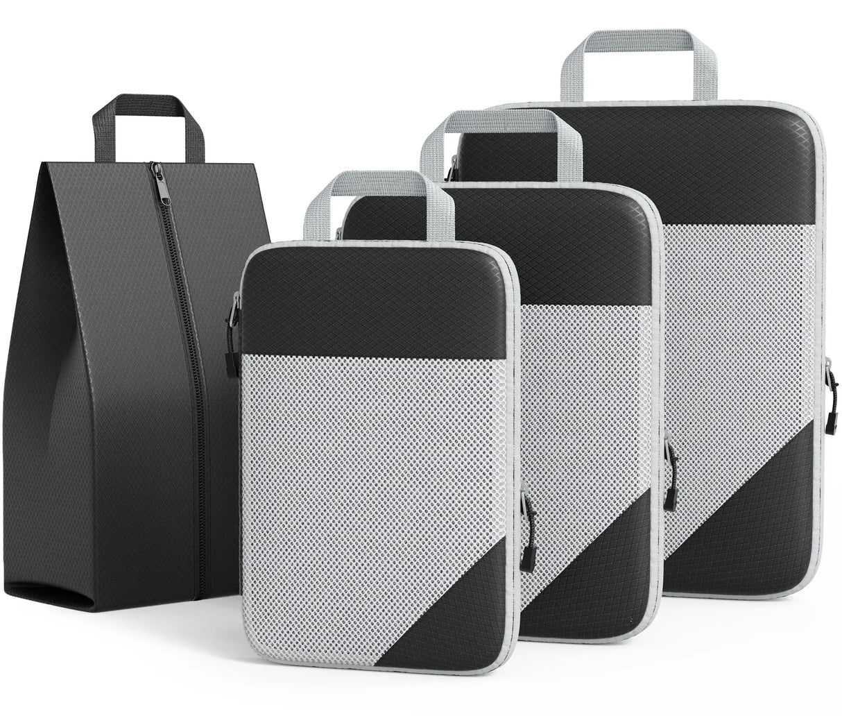 3/6PCS Compressed Packing Cubes Travel Storage Set With Shoe Bag Mesh Visual Luggage Organizer Portable Lightweight Suitcase Bag