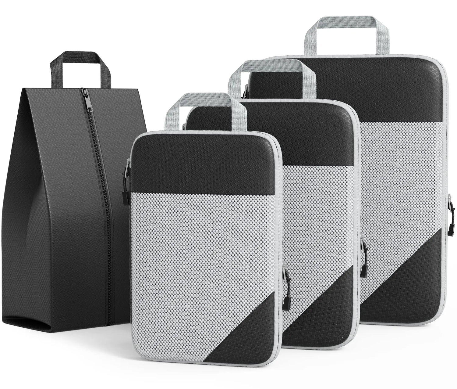 3/6PCS Compressed Packing Cubes Travel Storage Set With Shoe Bag Mesh Visual Luggage Organizer Portable Lightweight Suitcase Bag