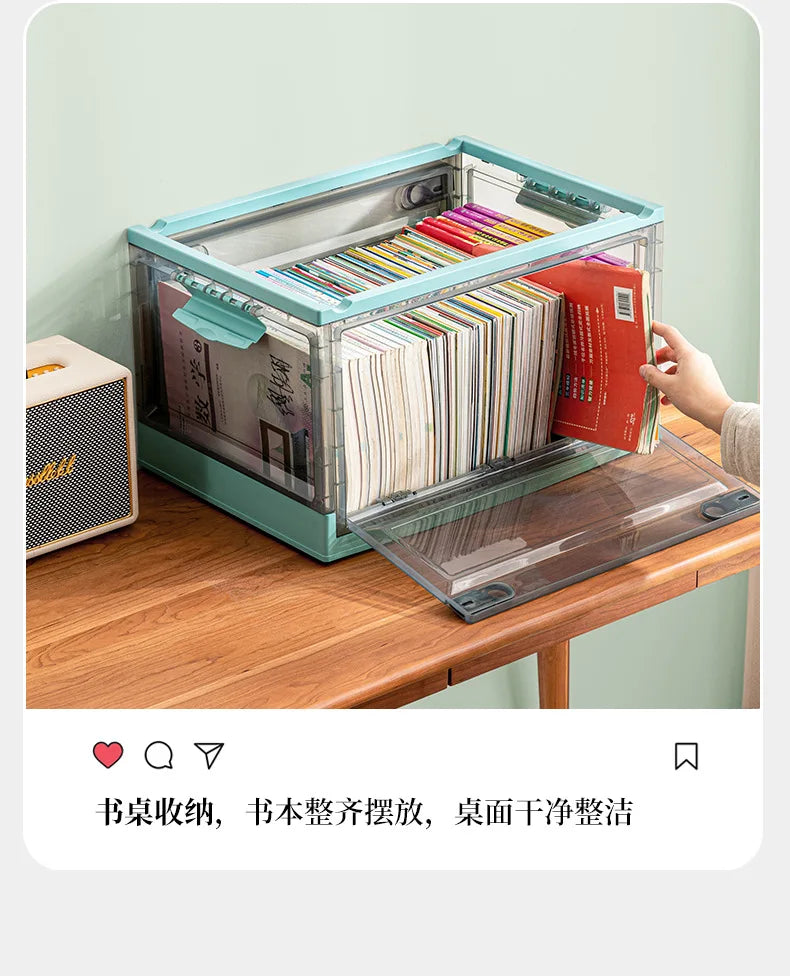 Foldable Storage Trunk Open Storage Box Transparent Storage Bin Home Wardrobe Clothes Organizer Large Capacity Sundries Box
