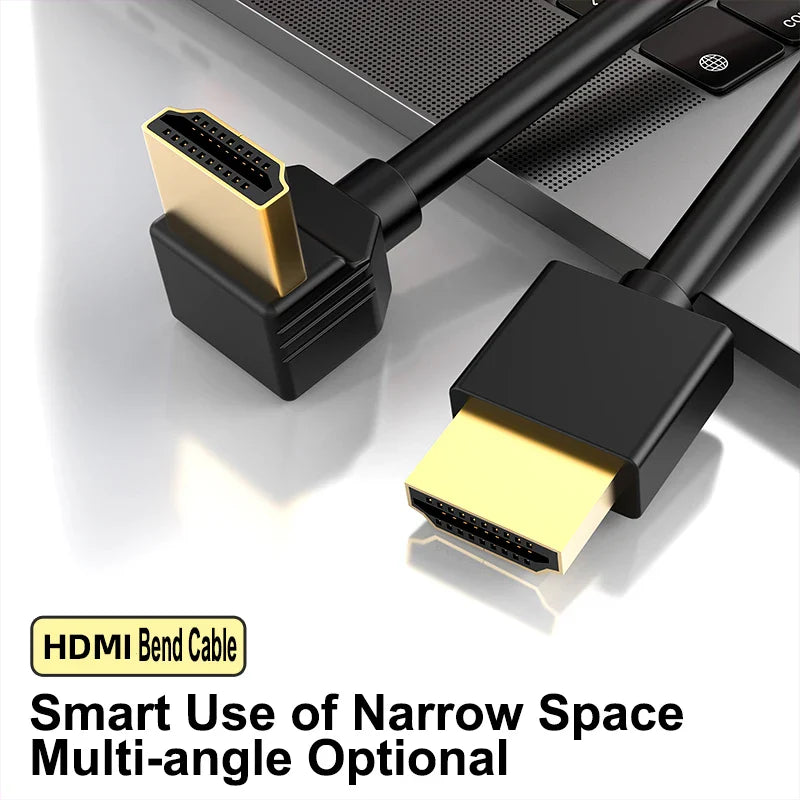 90 Degree HDMI 2.0 Cable - Graphene Enhanced for Space-Saving Installations | 8K, 3D & High Refresh Rate Aux Cable Hdmi Cable