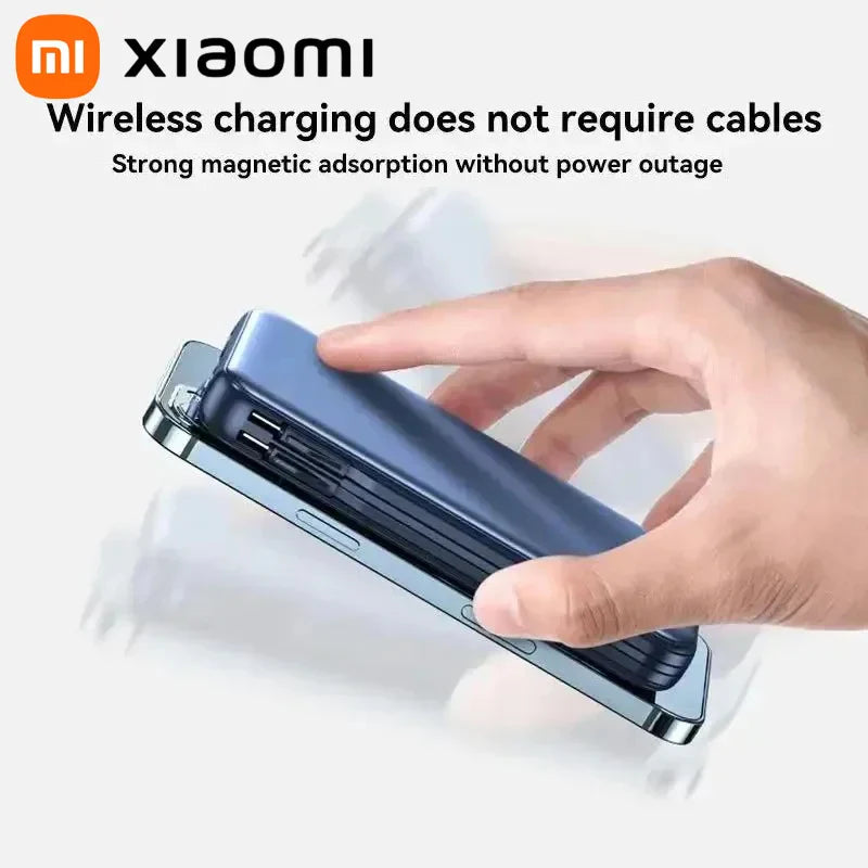 Xiaomi 50000mAh Portable Wireless Charging Power Bank Magnetic Charging Built-in Wire Mobile Phone Battery For Iphone Samsung