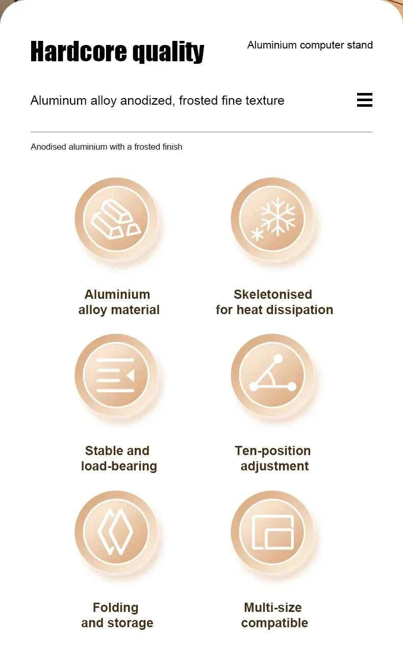 Aluminum Alloy Laptop Holder Stand Adjustable Foldable Portable for Notebook Computer Bracket Lifting Cooling Holder Non-slip