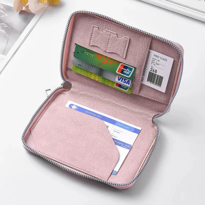 Zipper Document Passport Clip Large Capacity Travel Wallet Ticket Storage Bag Passport Clip