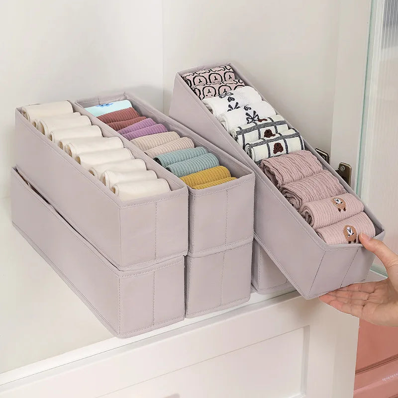 Foldable Underwear Socks Storage Box Panties Storage Boxes Clothes Organizer Cabinets Drawers Bedroom Wardrobe Separator Case
