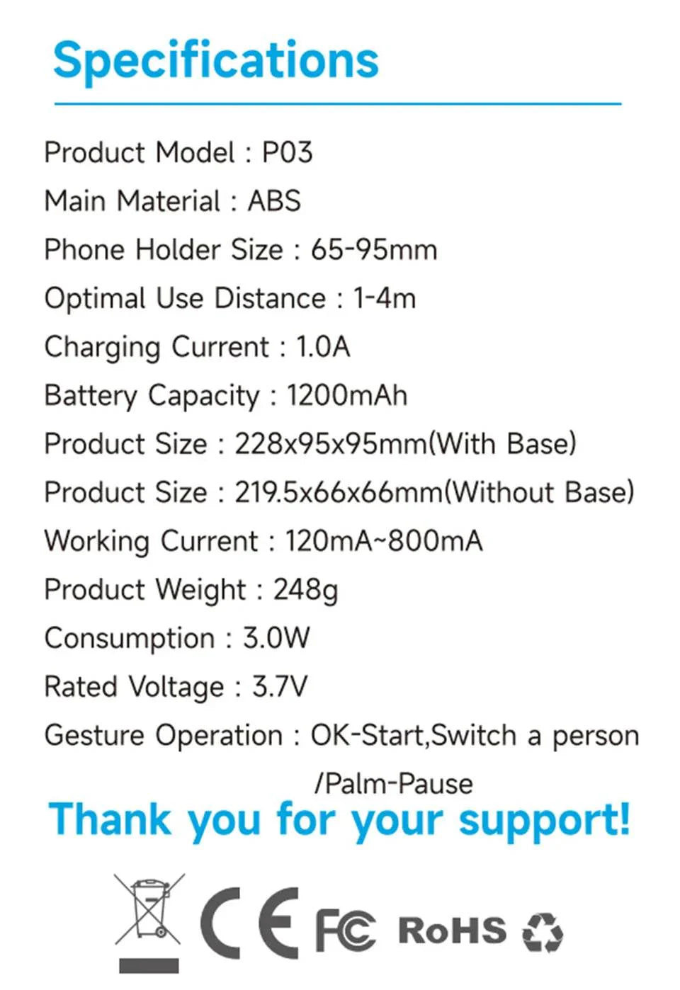 FANGTUOSI AI Smart Gimbal 360° Face Tracking Stabilizer