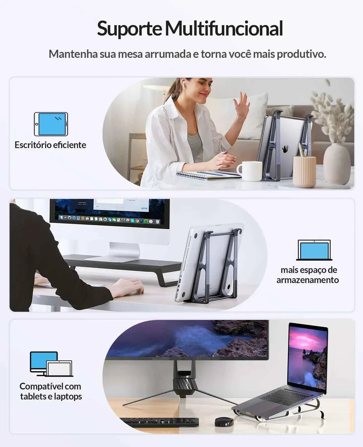 ORICO Laptop Stand Aluminium Laptop Stand Vertical Stand Notebook Desktop Holder Portable Tablet Stand for 13 to 17.4 inch Mac