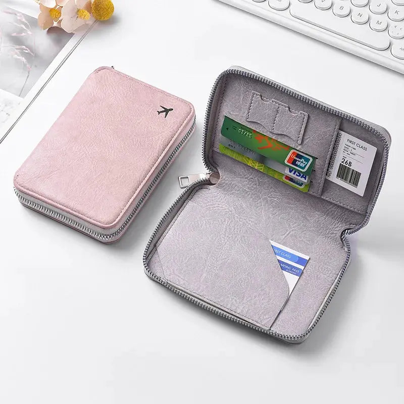 Zipper Document Passport Clip Large Capacity Travel Wallet Ticket Storage Bag Passport Clip
