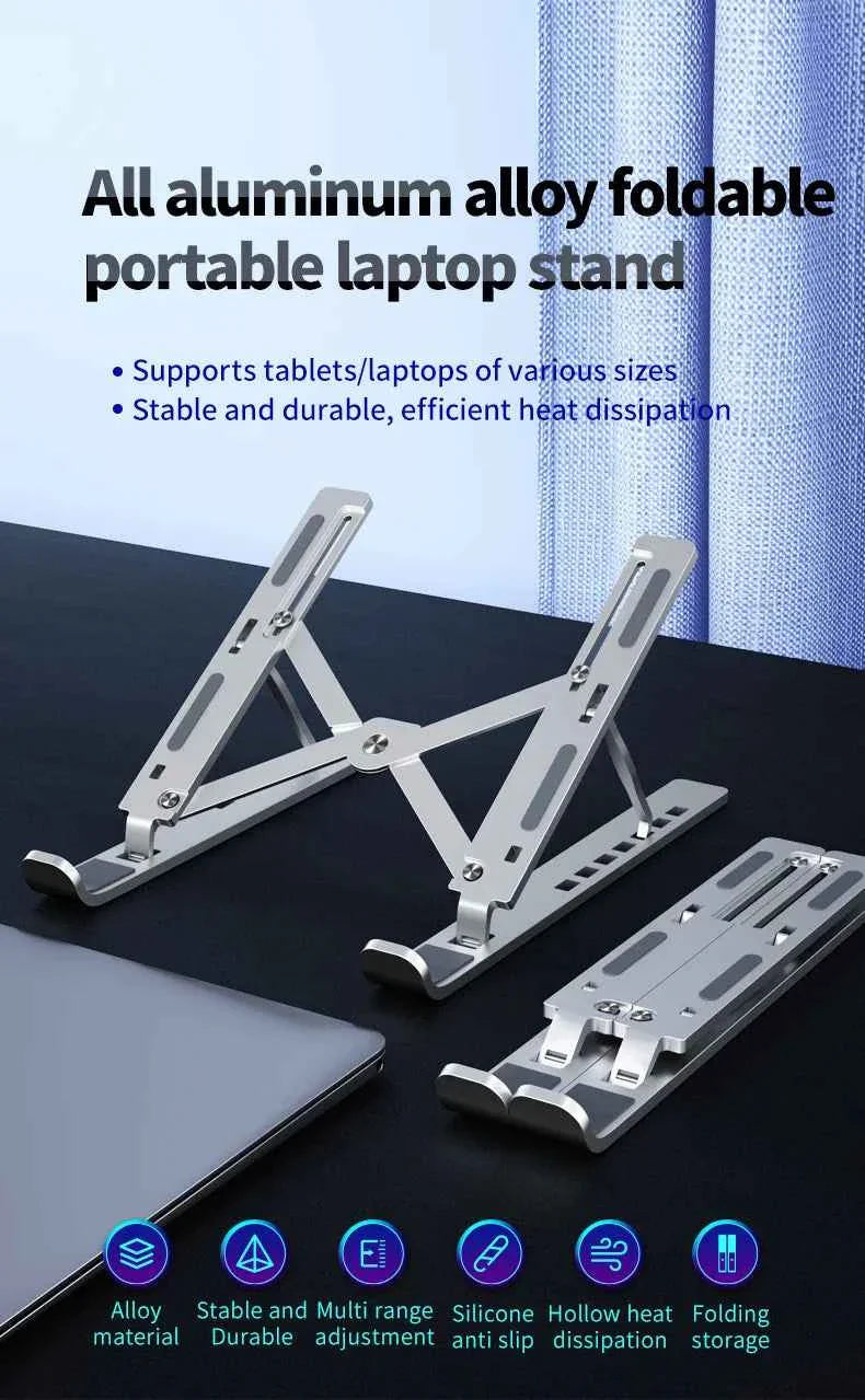 Metal Portable Foldable Laptop Stand Adjustable Notebook Holder Aluminum AD028