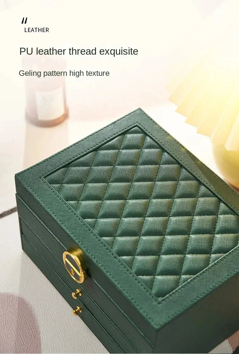 Three-layer Jewelry Storage Box for High-end Exquisite Necklaces, Earrings,Gold Jewelry and Hand Accessories with Large Capacity