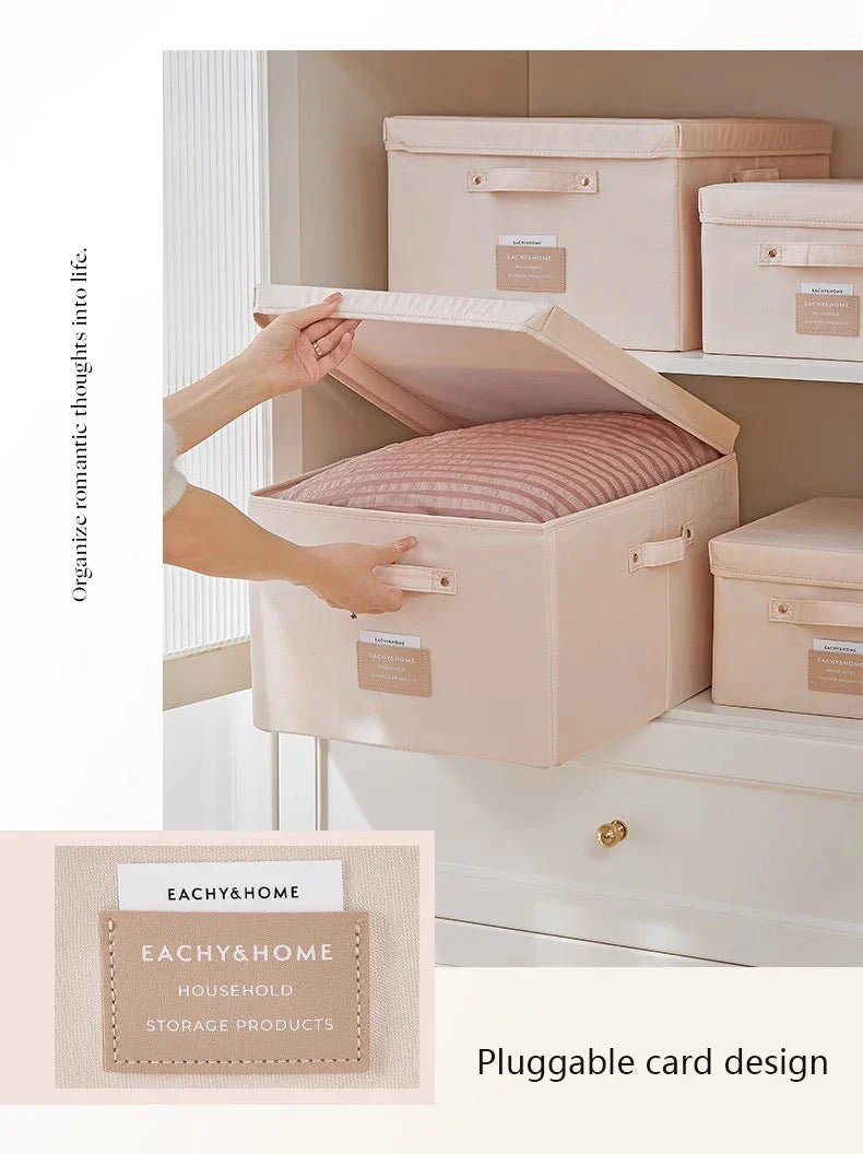 Fabric Foldable Storage Box With Lid Organizer For Clothes Large Capacity Quilt Blanket Toy Storage Closet Wardrobe Organizer