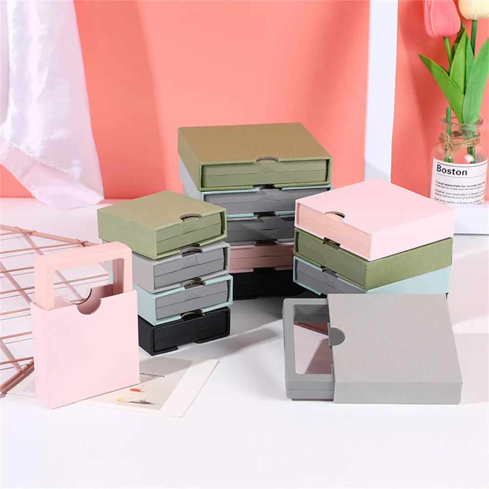 Drawer Jewelry Packaging Box Nail Earrings Necklace Ring Storage PE Film Suspension Anti-oxidation Gift Box Jewelry Box Joyero