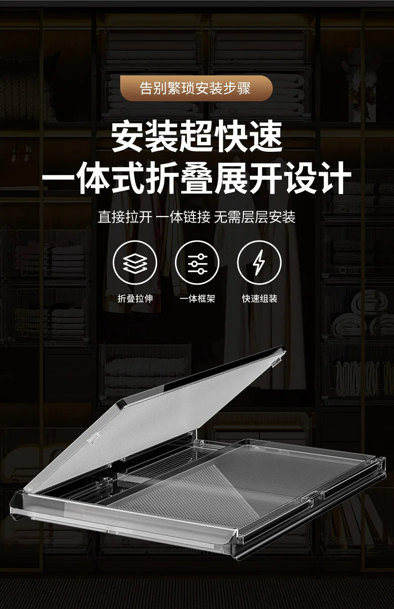 Large Capacity Foldable Storage Box Plastic Clothes Organizer Transparent Home Storage Trunk for Clothes Sundries Organizer