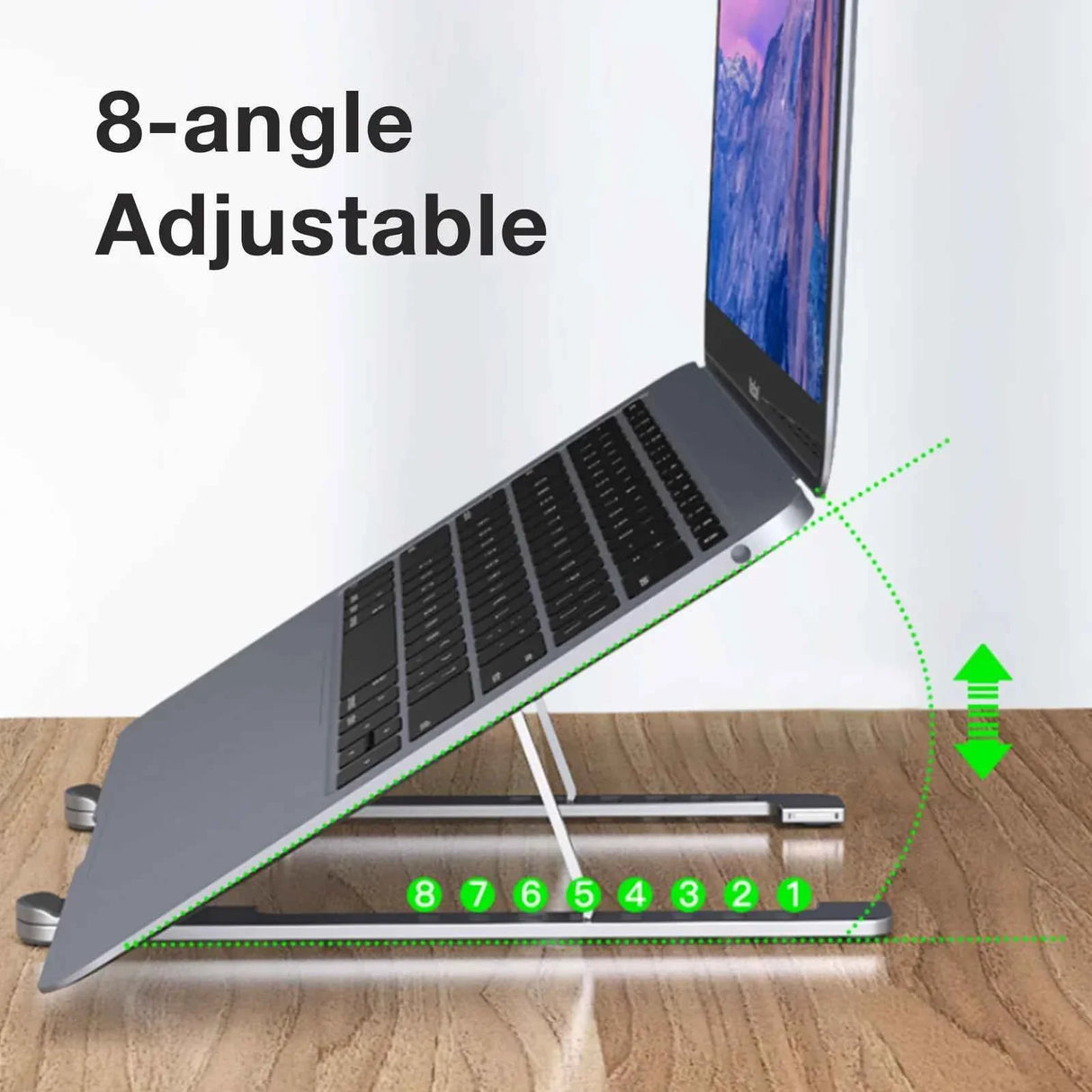Aluminum Alloy Magnetic Laptop Stand With 8-Level Adjustment, Ventilation and Heat Dissipation, Equipped With Silicone Anti-Slip