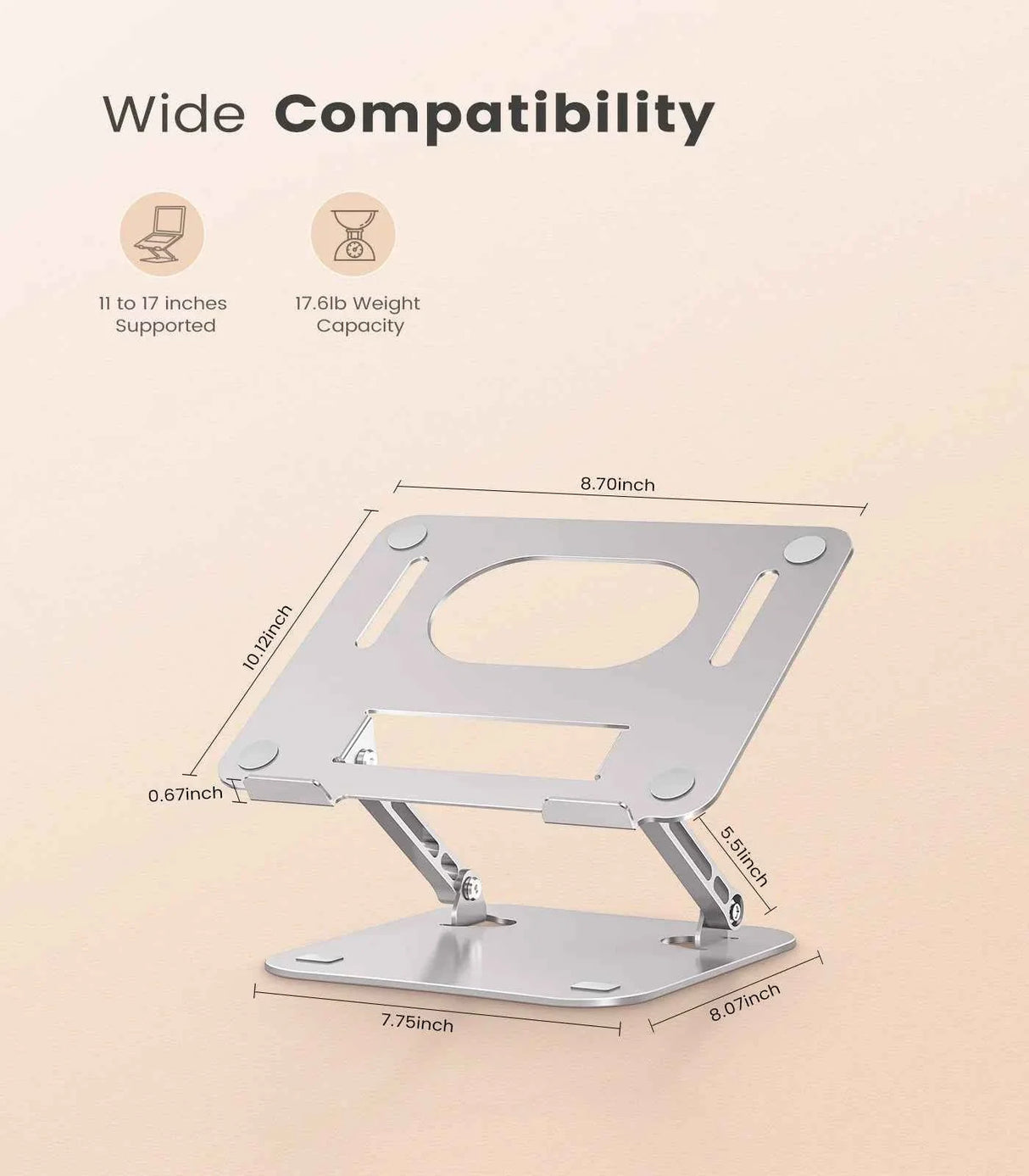 ST01 Portable 11–16-inch Adjustable Laptop Stand Computer Stand Sturdy Aluminum for Desk Foldable Laptop Holder Notebook Tablet