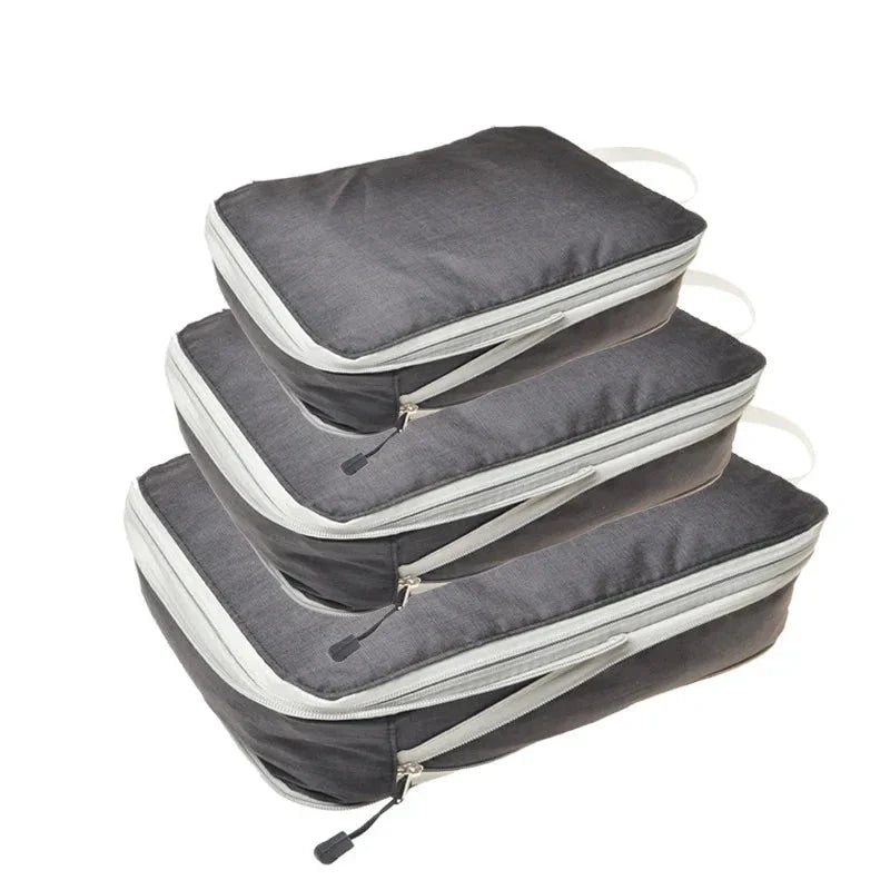 Travel Compression Packing Cubes Suitcase Luggage Organizer Set Zipper Foldable Storage Bag for Clothes Shoes Travel Accessories