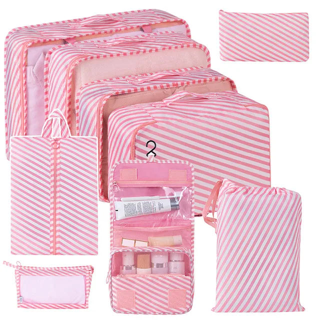 8/9/10/11 Pcs Set Travel Organizer Storage Bags Suitcase Packing Cubes Set Cases Portable Luggage Clothe Shoe Tidy Pouch Folding