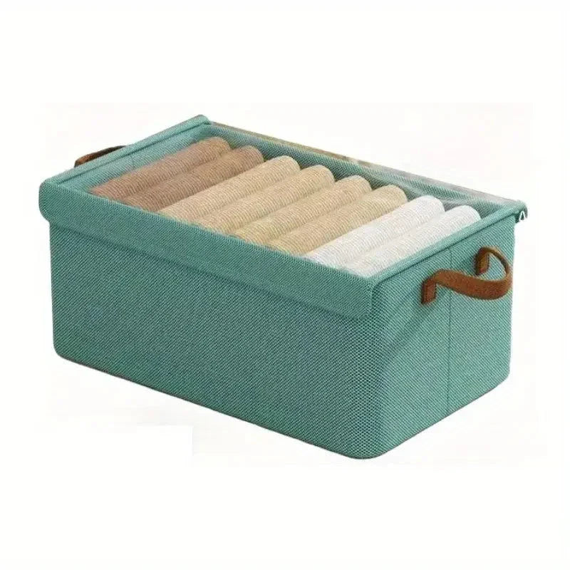 Covered clothing storage box, layered wardrobe organizer, foldable storage basket, underwear foldable storage basket