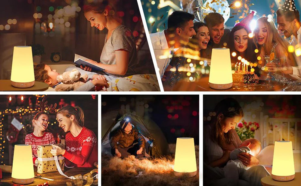 13 Color LED Changing Night Light RGB Remote Control Touch Dimmable Lamp Portable Table Bedside Lamp USB Rechargeable Night Lamp