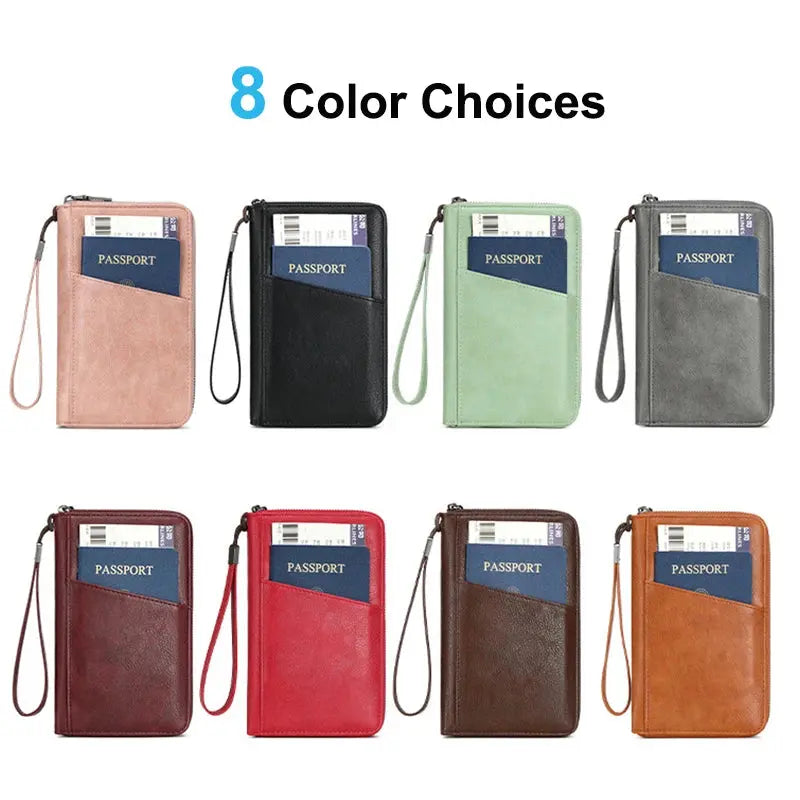 New Travel Passport Clip Wallet Women and Men Multifunctional PU Leather Card Holde RFID Anti Theft Swiping Wallets Storage Bag
