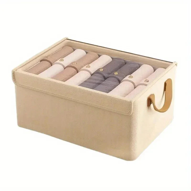 Covered clothing storage box, layered wardrobe organizer, foldable storage basket, underwear foldable storage basket