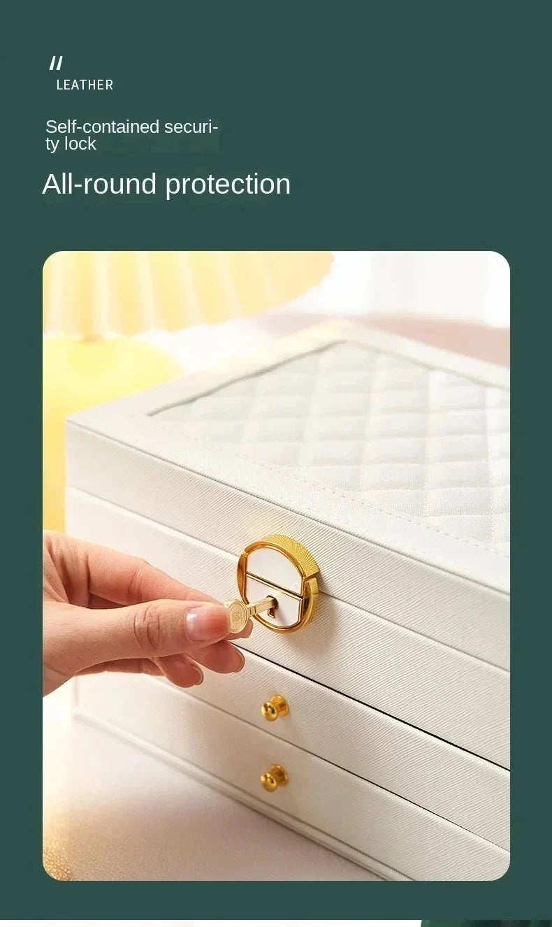Three-layer Jewelry Storage Box for High-end Exquisite Necklaces, Earrings,Gold Jewelry and Hand Accessories with Large Capacity