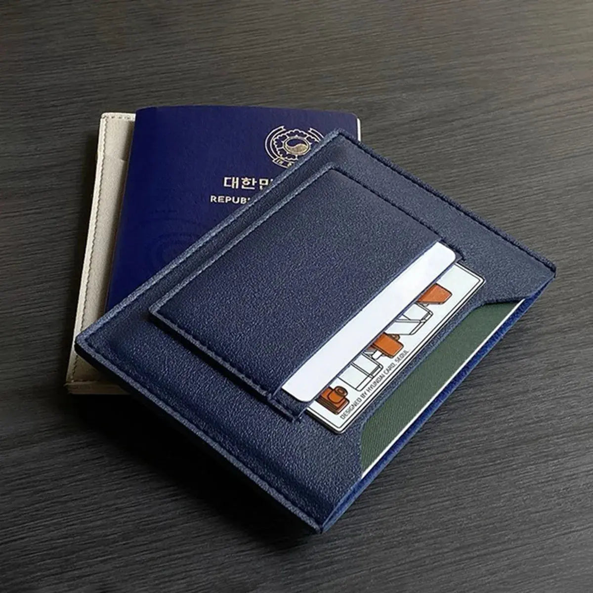 PU Leather Passport Holder Simplistic Portable Travel Document Card Case Storage Bag for International Trips